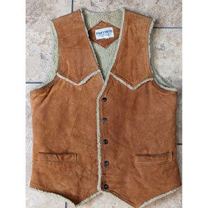 Vintage Ferranti California Brown Suade Leather Sherpa Vest Size M